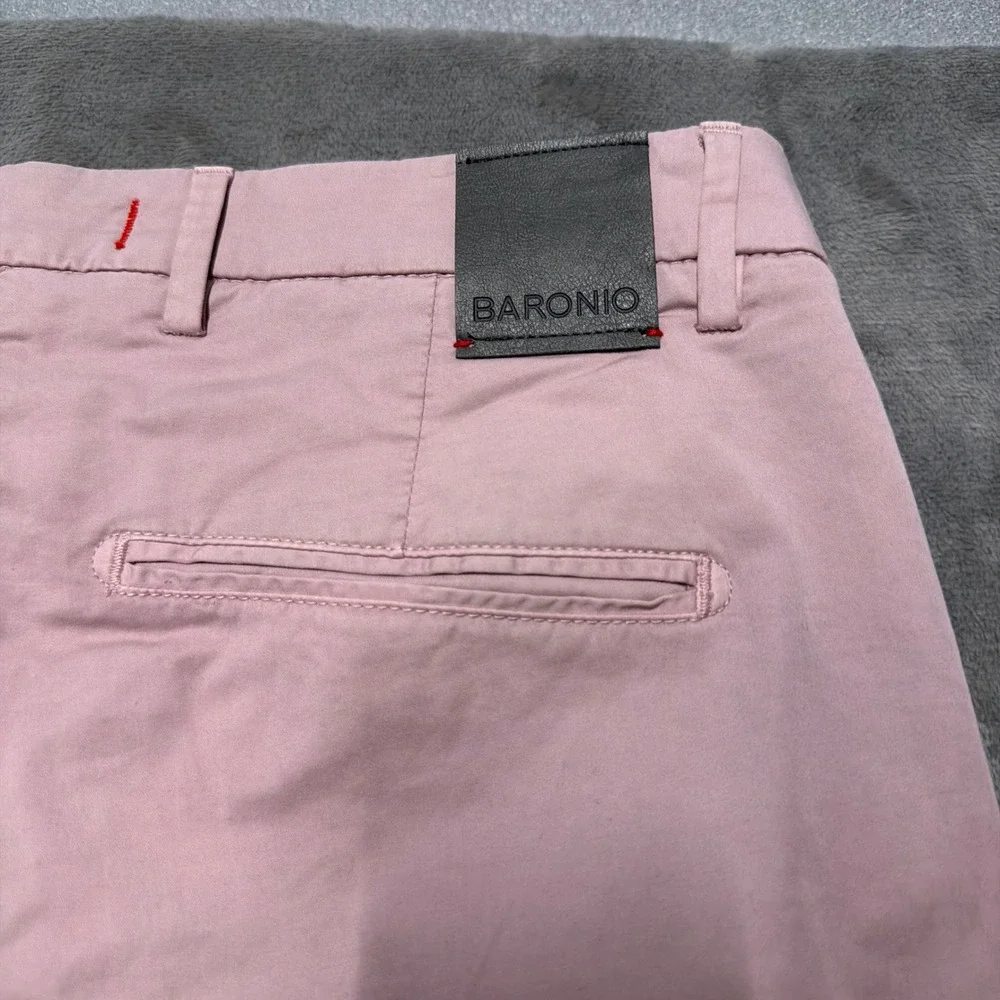 Baronio Chino Pants Mens 33 Pink Skinny Made Italy Cotton Trousers Luxury Preppy